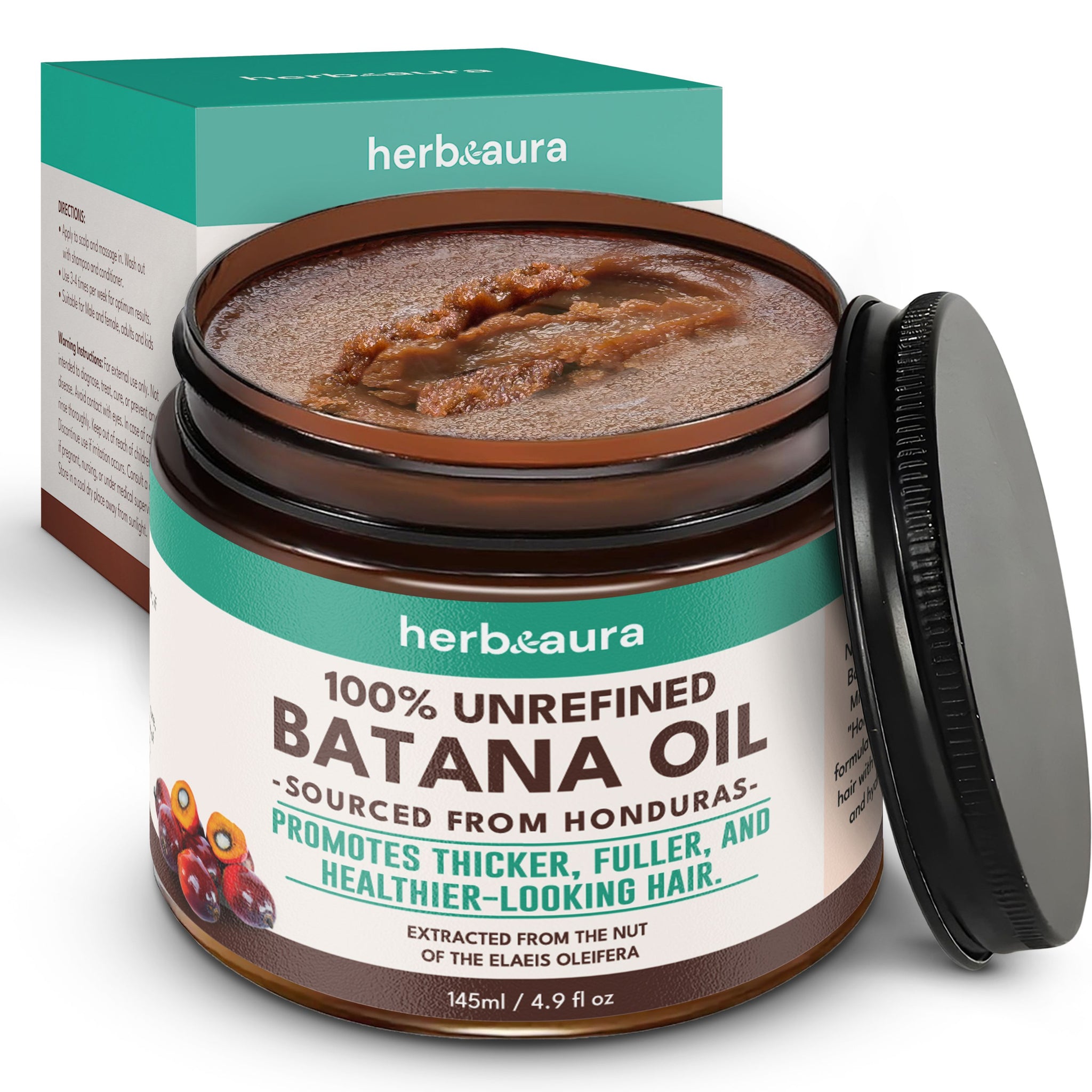 Raw Batana Oil for Hair Growth – 100% Authentic & Unrefined, Dr. Sebi Batana Hair Mask from Honduras, 4.9 fl oz. Promotes Thicker, Fuller, and Healthier Hair.