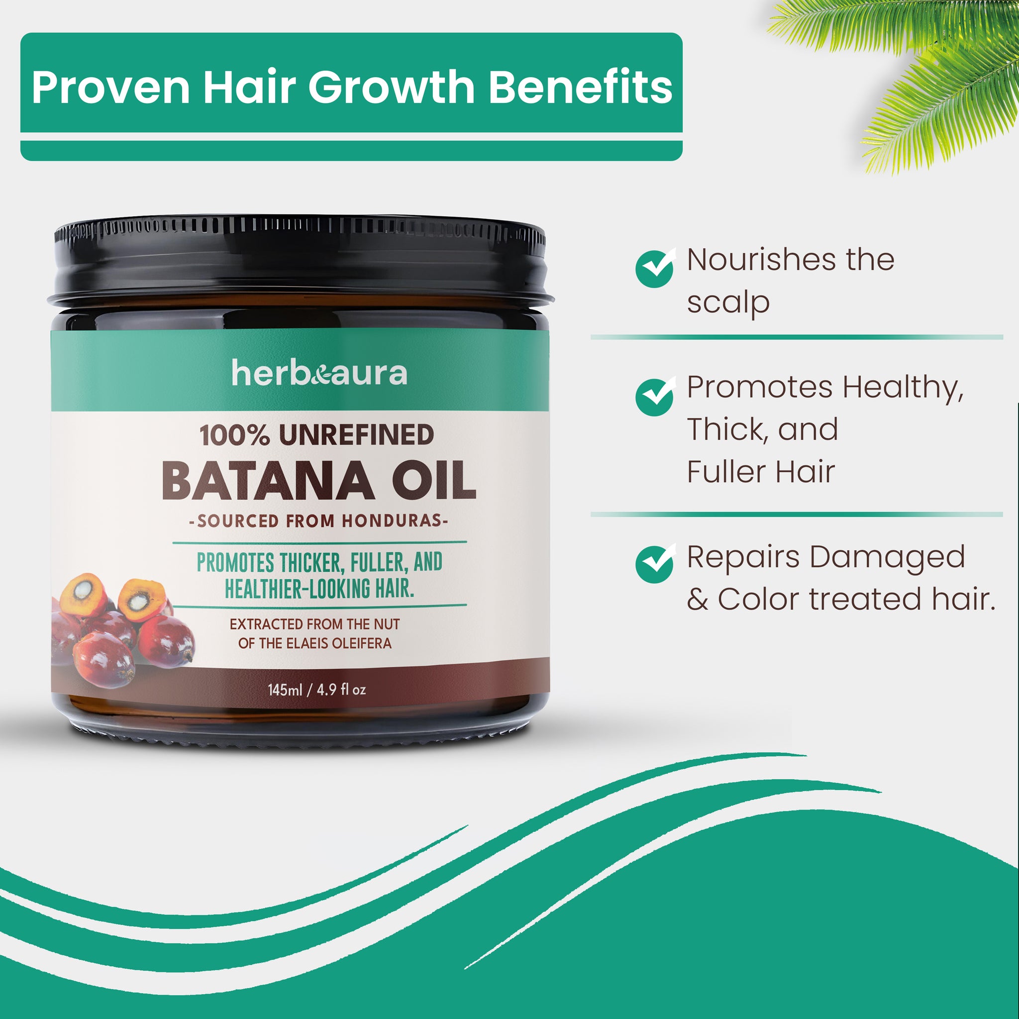 Raw Batana Oil for Hair Growth – 100% Authentic & Unrefined, Dr. Sebi Batana Hair Mask from Honduras, 4.9 fl oz. Promotes Thicker, Fuller, and Healthier Hair.